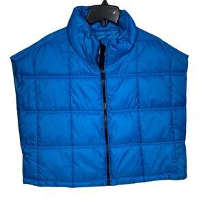 Calvin Klein Performance Women's Cropped Mock-Neck Zip-up Vest blue L